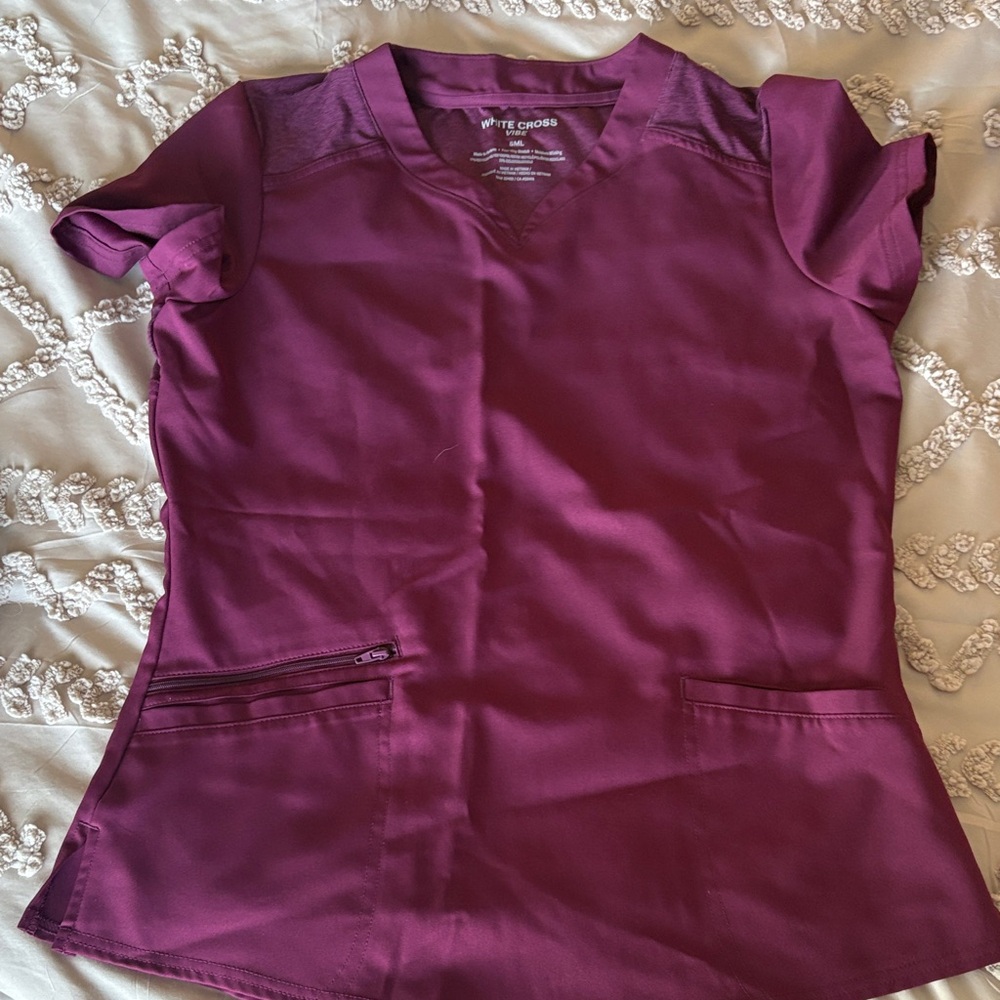 White Cross Women's Short Sleeve Top in Deep Purple